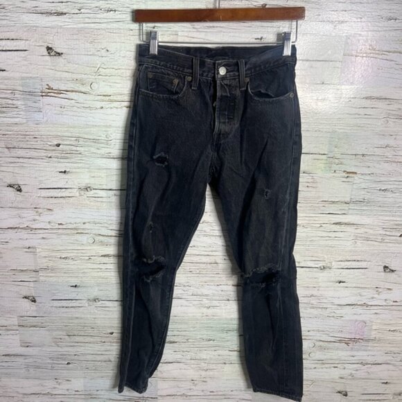 Levi's Denim - Levi’s Women's Black Jeans size 24 distressed button fly